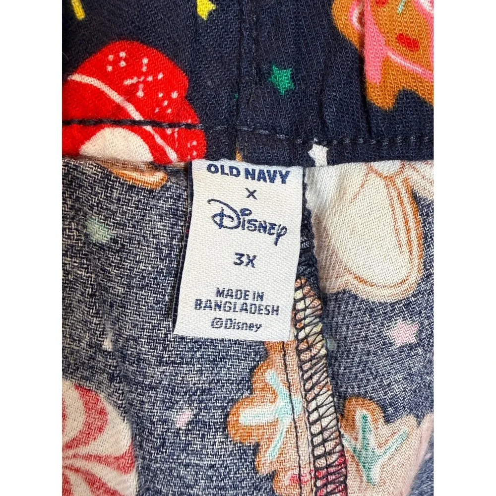 NWT Old Navy Womens 3X Disney Flannel Pajama Pants Blue Christmas Cookie Party
